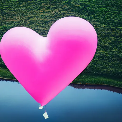 Image similar to a 5 0 mm lens photograph of a cute pink floating modern house, floating in the air between clouds, inspired by the movie up, held up from above by a heart - shaped ballon. mist, playful composition canon, nikon, award winning, photo of the year