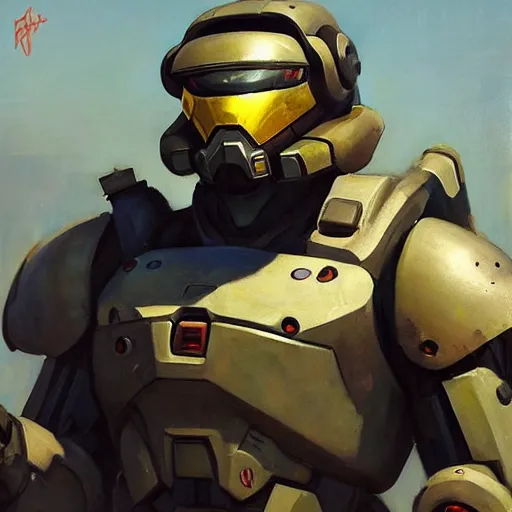 Image similar to greg manchess portrait painting of master chief the transformer as overwatch character, medium shot, asymmetrical, profile picture, organic painting, sunny day, matte painting, bold shapes, hard edges, street art, trending on artstation, by huang guangjian, gil elvgren, ruan jia, greg rutkowski, gaston bussiere