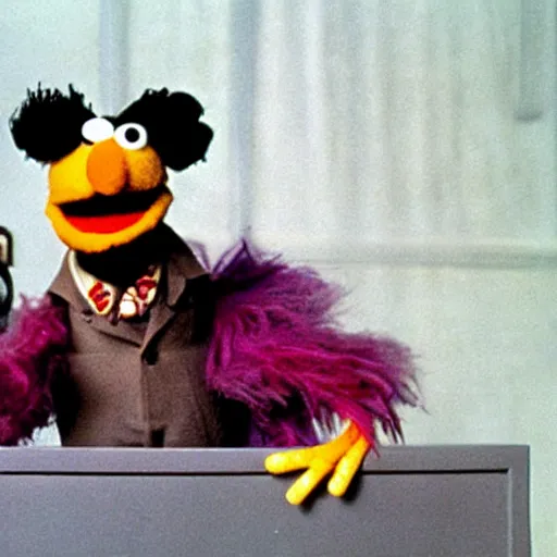 Prompt: still of Rorschach as a Muppet on sesame Street, Muppet, Jim Henson