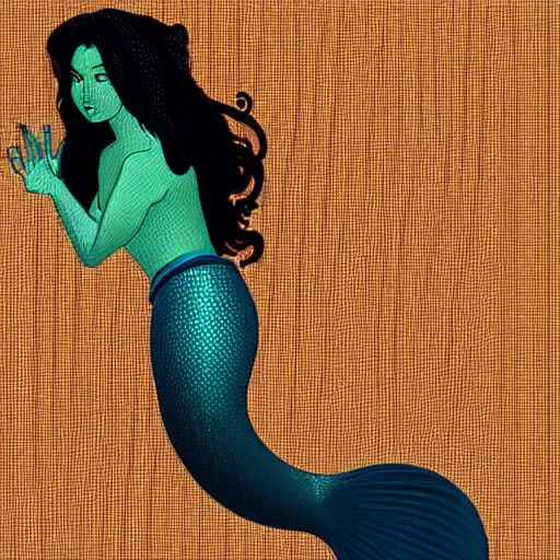 Prompt: a mermaid using a filtering mesh,