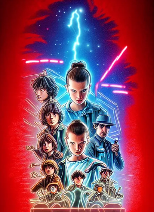 Image similar to poster stylized minimalist stranger things art by makoto shinkai, global illumination