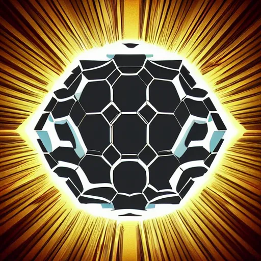 Prompt: hexagon blocking the sun, planet earth below, trending on art station, art deco, retro futurism, realistic, perspective