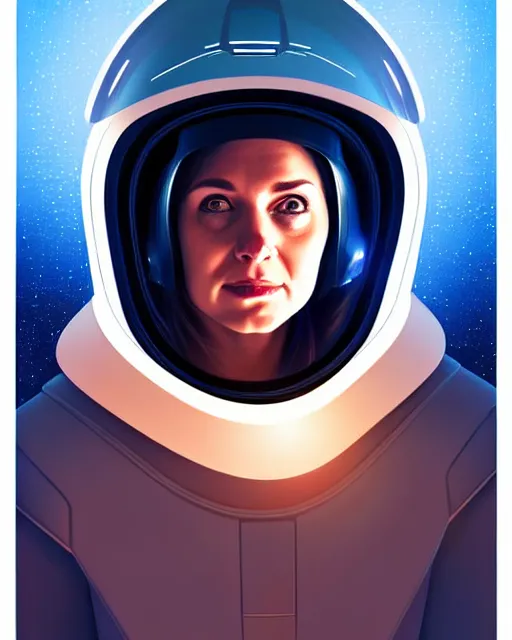 Prompt: portrait of a starship captain with a helmet digital illustration portrait design 3 / 4 perspective, detailed, gorgeous lighting, wide angle action dynamic portrait