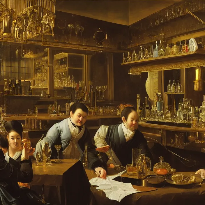 Prompt: still life of a fancy bar in tokyo by pieter claesz, oil on canvas, strong lighting, highly detailed, hyper realism, golden hour, god rays, hd, 4 k