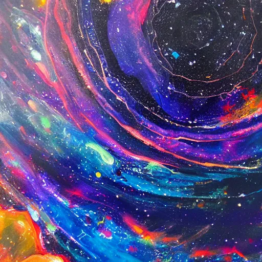 Prompt: Liminal space in outer space, acrylic paint pour
