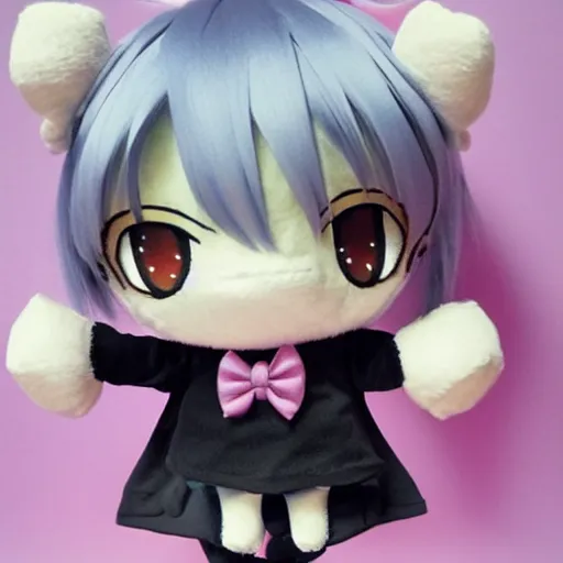 Prompt: cute chibi fumo plush of the party bruiser who deals out unimaginable DPS