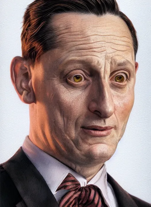 Image similar to portrait of Tim Robinson from I Think You Should Leave (2019), highly detailed, tuxedo, centered, solid color background, digital painting, artstation, concept art, smooth, sharp focus, illustration, donato giancola, Joseph Christian Leyendecker, Les Edwards, Ed Repka, WLOP, Artgerm