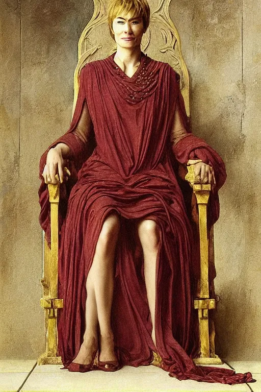 Image similar to cersei lannister sit on throne, bouguereau