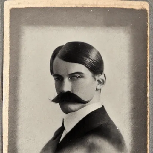 Prompt: 1 9 2 0 s portrait photograph of a delicate russian gentleman, fine mustache, elegant eyes, dignified pose