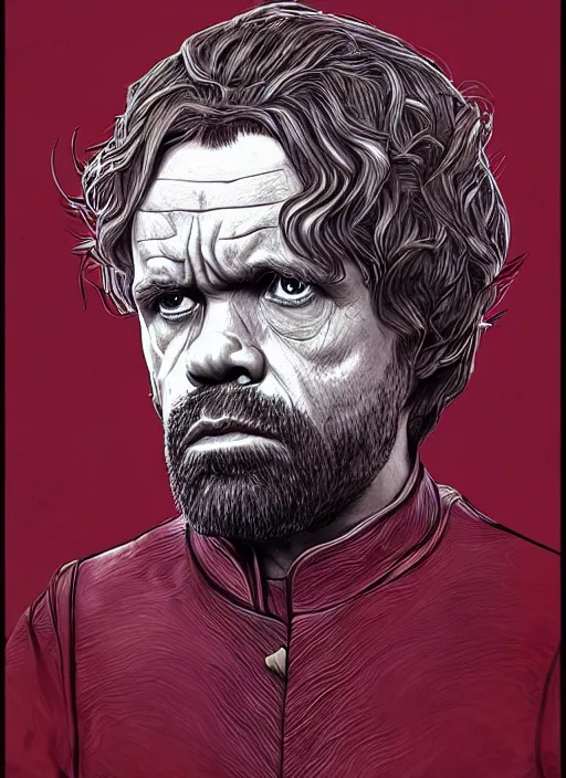 Image similar to portrait of tyrion lannister, an ultrafine detailed illustration by james jean, intricate linework, bright colors, final fantasy, behance contest winner, vanitas, angular, altermodern, unreal engine 5 highly rendered, global illumination, radiant light, detailed and intricate environment