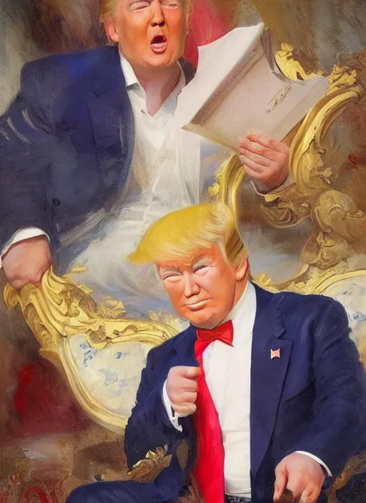 Prompt: chinese version of donald trump by vladimir volegov and alexander averin and pierre auguste cot and delphin enjolras and peder mørk mønsted