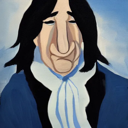 Prompt: A portrait of Severus Snape depicted as a muppet, oil painting