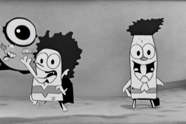 Image similar to eraserhead in a spongebob episode 35mm film