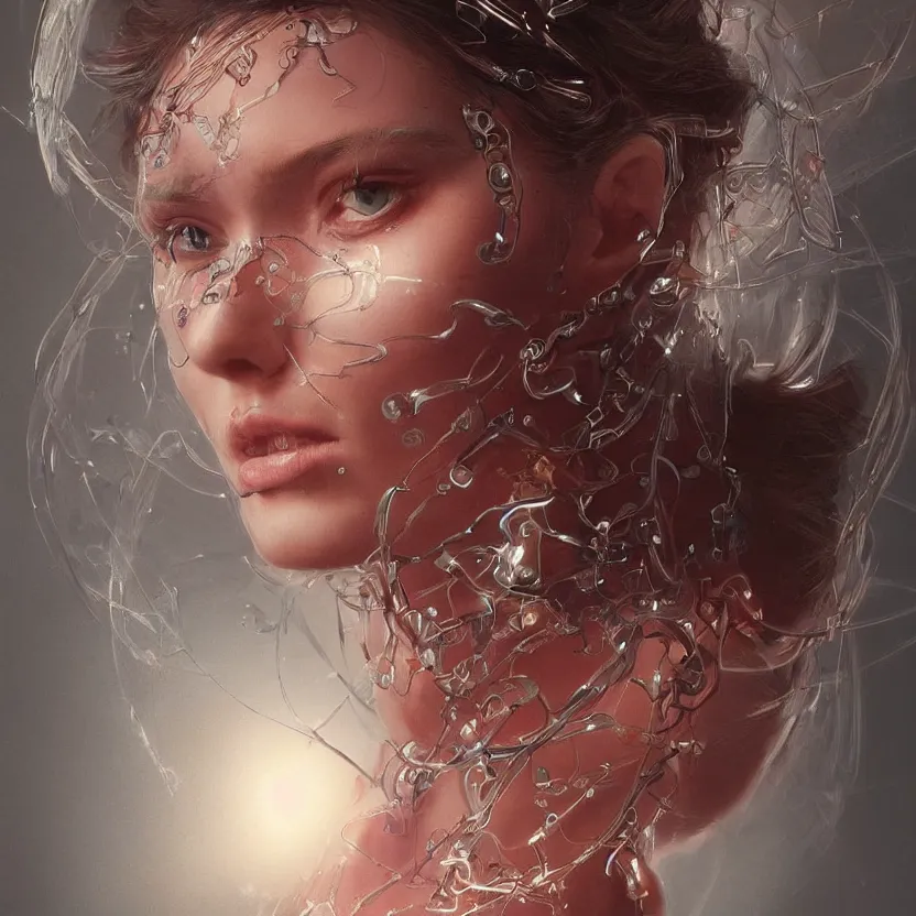 Image similar to a highly detailed photo of very intricate female face portrait, futurism, rococo cyber neon lighting, detailed futuristic fibonacci jewelry, profile posing, hyper photorealistic, crispy quality, digital photography, trending in pinterest, cinematic, 4 k ultra hd, art by pascal blanche, art by greg rutkowski, art by artgerm,