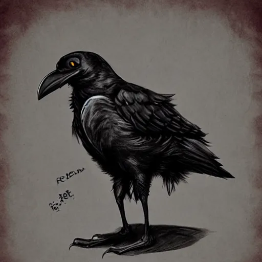 Prompt: cartoon raven adventurer, D&D character, a character portrait by Craola, deviantart contest winner, rococo, digital illustration, concept art