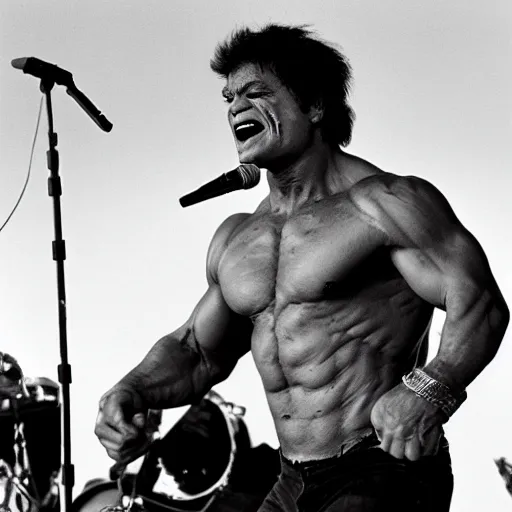 Image similar to hulk performing at woodstock