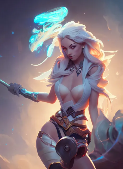 Image similar to ashe, league of legends splash art, path traced, octane render, highly detailed, high quality, digital painting, hd, alena aenami, lilia alvarado, shinji aramaki, karol bak, alphonse mucha, tom bagshaw