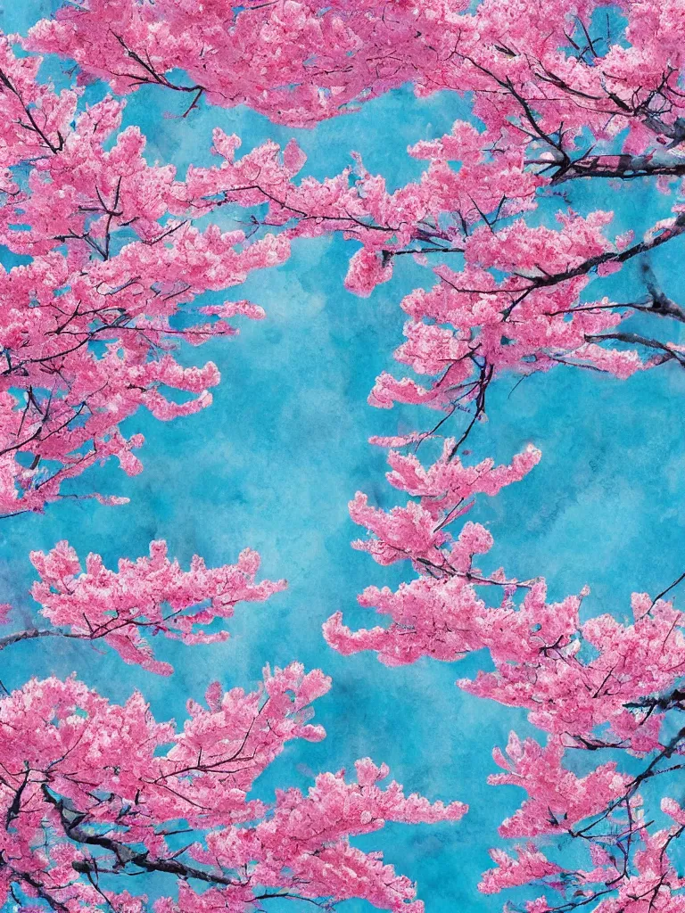 Prompt: sakura trees wallpaper, watercolor