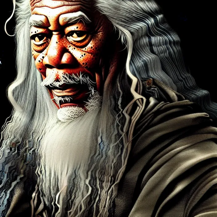 Prompt: morgan freeman starring as gandalf in lord of the rings, epic professional digital art, best on artstation, cgsociety, wlop, behance, pixiv, cosmic, epic, stunning, gorgeous, much detail, much wow, masterpiece by dorian cleavanger and stanley lau