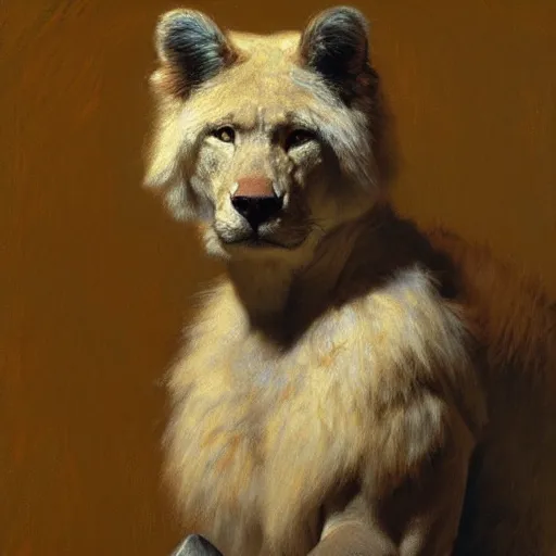 Prompt: a portrait of an animal. highly detailed painting by gaston bussiere, craig mullins, j. c. leyendecker, furry