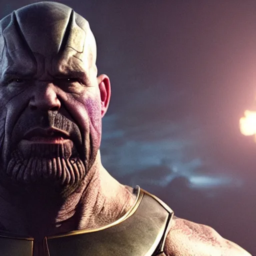 Image similar to drake as thanos, movie still, cinematic lighting