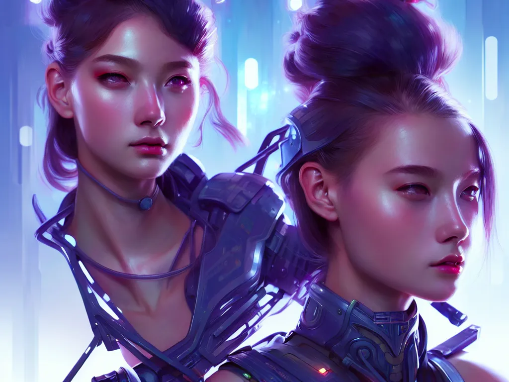 Image similar to portrait futuristic solider girl, in future tokyo neon light towertop, ssci - fi and fantasy, intricate and very very beautiful and elegant, highly detailed, digital painting, artstation, concept art, smooth and sharp focus, illustration, art by tan zi and ayanamikodon and alphonse mucha and wlop