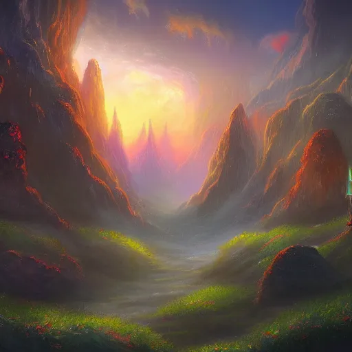 Image similar to mystical fantasy landscape, 4k