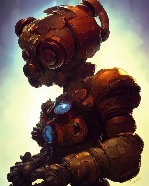 Image similar to a tiny creature with a huge power glove, bust shot, smooth, intricate, elegant, power aura, digital painting, artstation, concept art, sharp focus, illustration, art by justin gerard and josan gonzalez,