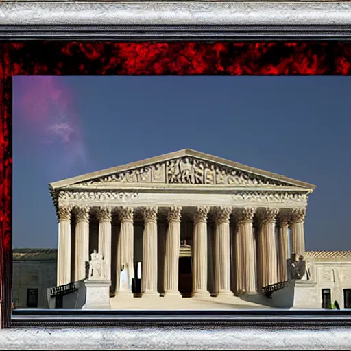 Prompt: Supreme court burning down photo, 8k hyperrealistic