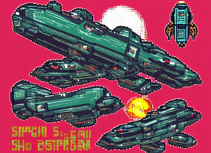 Prompt: spaceship shmup style, r-type, retro, pixel