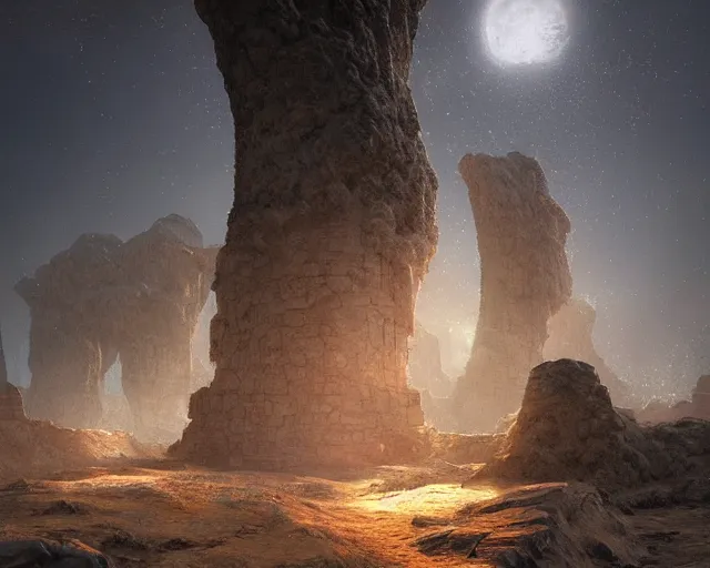 Prompt: ancient alien civilization, ambient, ruins, digital art by wlop, detailed, volumetric lighting