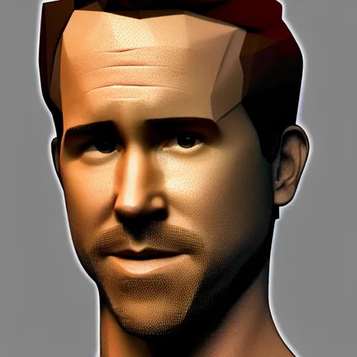 Image similar to low poly render of ryan reynolds