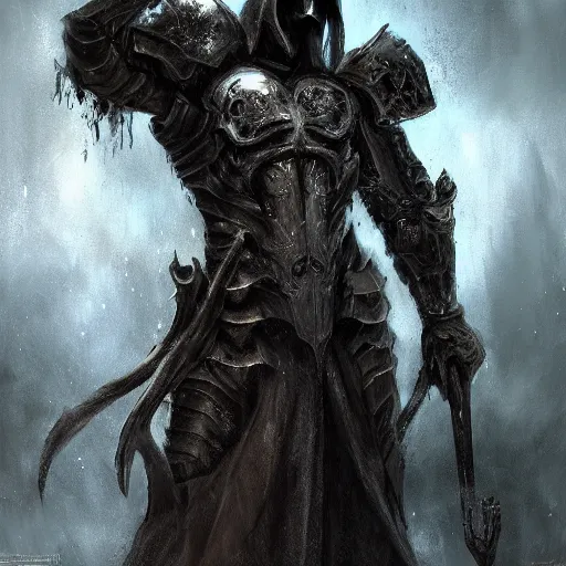 Prompt: the reaper of souls in heavy armor, artstation hall of fame gallery, editors choice, #1 digital painting of all time, most beautiful image ever created, emotionally evocative, greatest art ever made, lifetime achievement magnum opus masterpiece, the most amazing breathtaking image with the deepest message ever painted, a thing of beauty beyond imagination or words