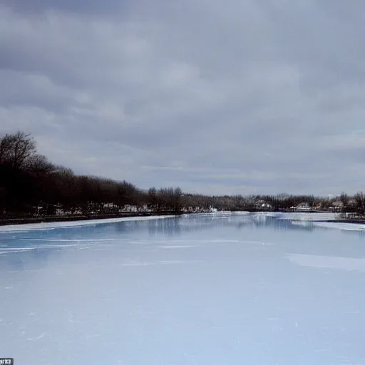 Image similar to on a man made lake there’s a sheet of thin ice where unskilled skaters couldn’t figure-eight twice