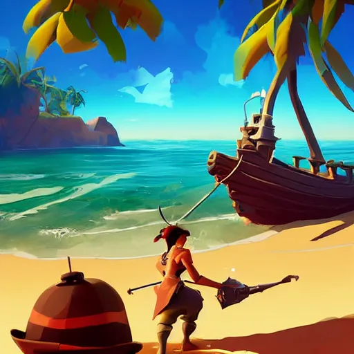 Image similar to painting treasure on sea of thieves game smooth median photoshop filter cutout vector, behance hd by jesper ejsing, by rhads, makoto shinkai and lois van baarle, ilya kuvshinov, rossdraws global illumination