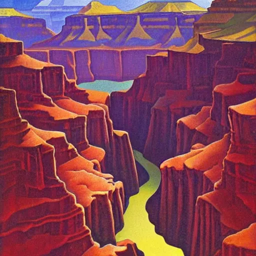 Image similar to grand canyon by Escher and O'Keefe, highly detailed, digital art