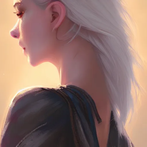 Image similar to teen girl, white hair, gorgeous, amazing, elegant, intricate, highly detailed, digital painting, artstation, concept art, sharp focus, illustration, art by Ross tran