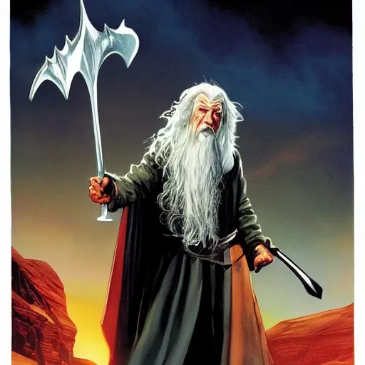 Prompt: comic book cover for'gandalf goes to wal - mart ', art by alex ross