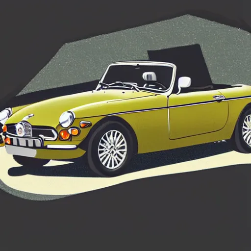 Prompt: illustration of a vintage mgb