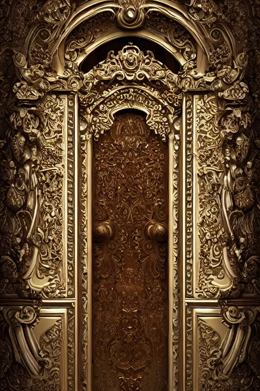 Prompt: the portal door, elaborate emotive Baroque and Rococo styles to emphasize beauty as a transcendental, 8k image, ultra-realistic, style of binkley ed
