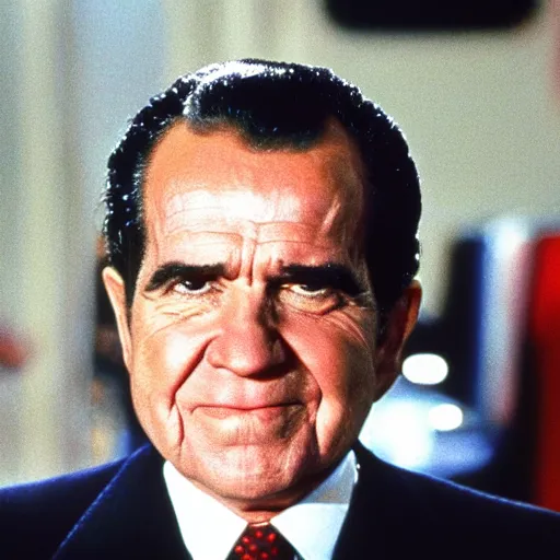 Prompt: A still of Richard Nixon in Back to the Future