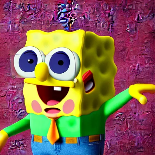 Prompt: 3D Render Spongebob with glasses, High Fidelity