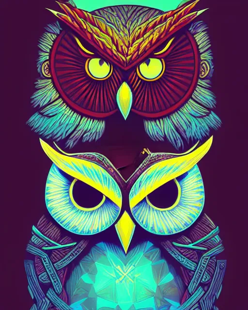 Image similar to concept art by dan mumford of a mask of symbolic owl, symbolism art style, digital painting, sharp focus, illustration