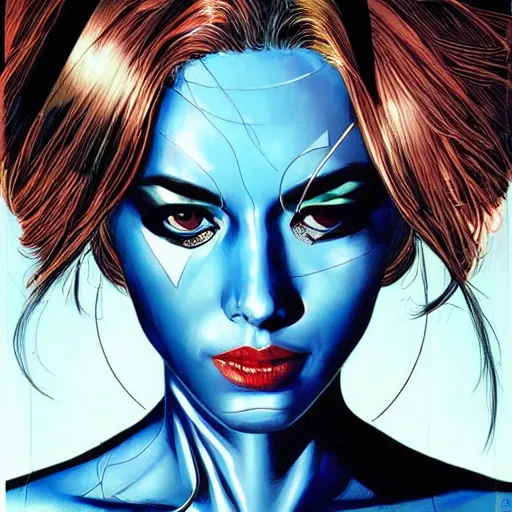 Image similar to portrait of a female android, by MARVEL comics and Sandra Chevrier