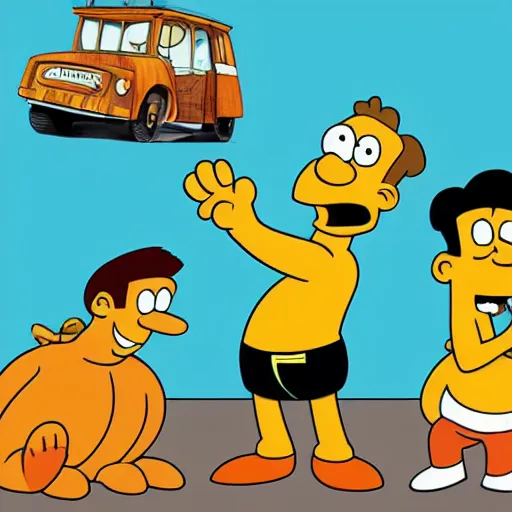 Image similar to Fred Flintstone in the style of The Simpsons