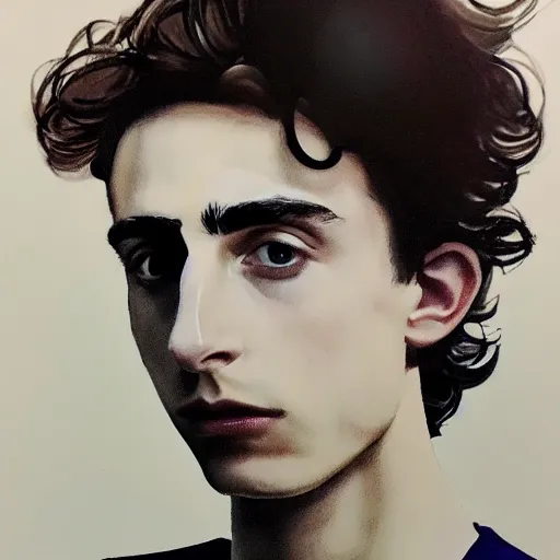 Image similar to a portrait of timothee chalamet by elizabeth payton from the museum of modern art