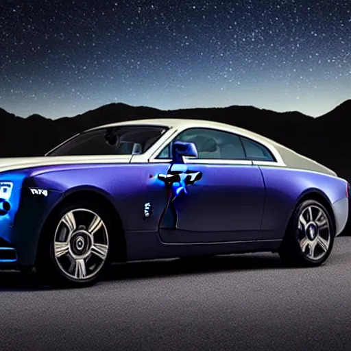 Prompt: rolls Royce Wraith, night time , detailed, magazine, award winning