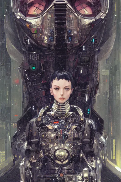 Prompt: portrait of an Alien, cyberpunk, Warhammer, highly detailed, artstation, illustration, art by Gustav Klimt and Range Murata and Ilya Kuvshinov and Sakimichan