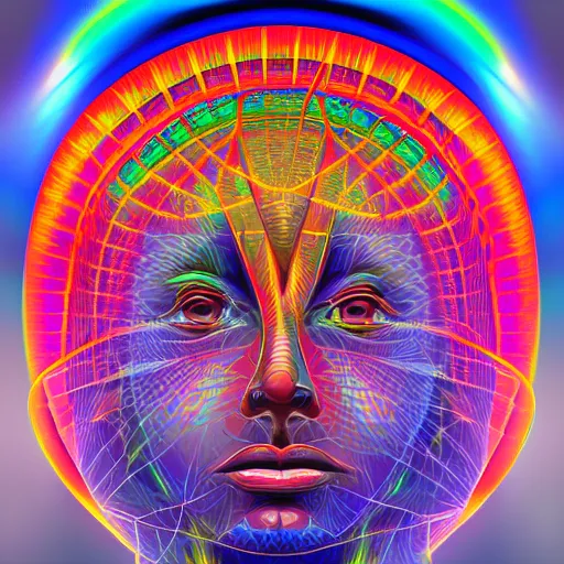 Prompt: collaborative intelligence in your pocket in the style of alex grey, album cover, award winning, beautiful, colorful, volumetric lighting, trending on artstation