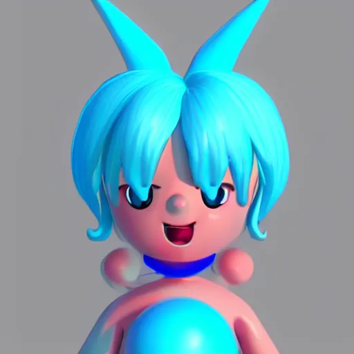 Prompt: a cute cyan character design of a crystal wearing a red headband on top, 4K HD, 3D render